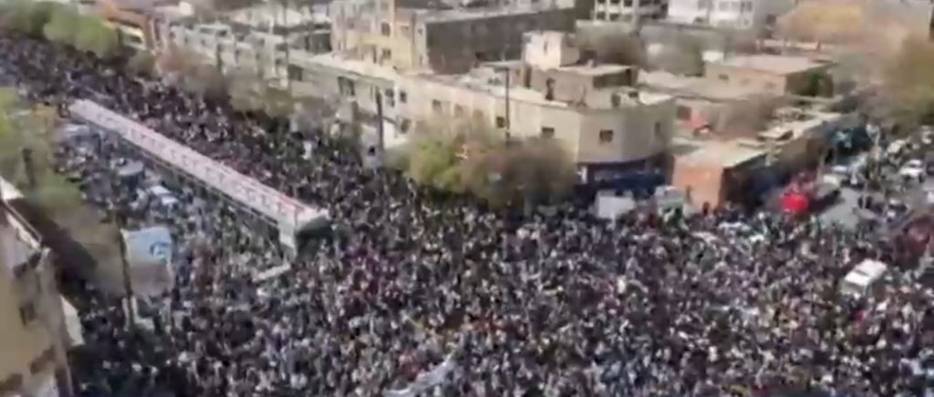 Mass demonstrations by the people of Mashhad, Iran, with the ...